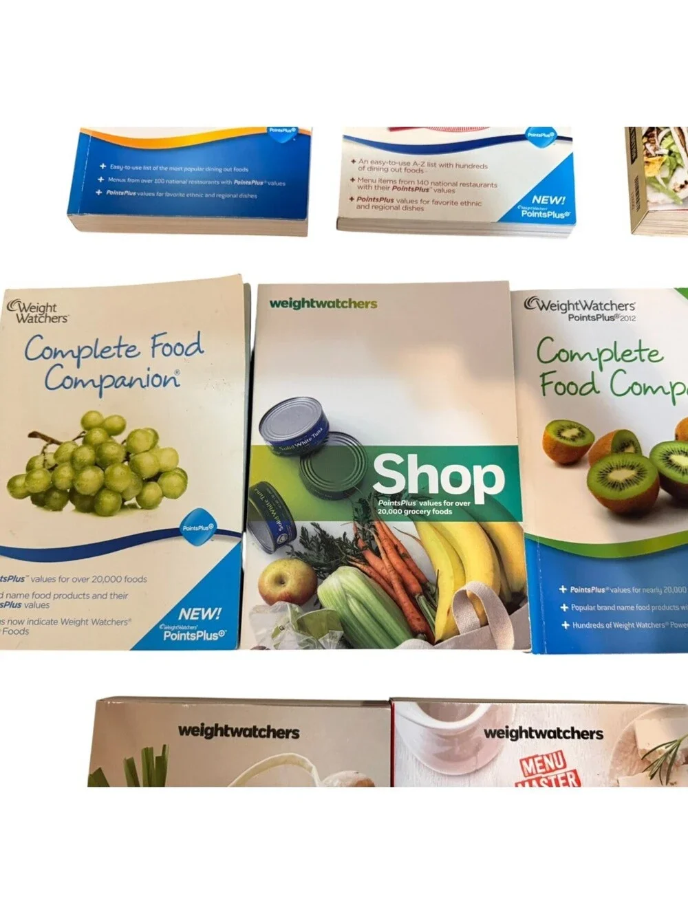 9pc Lot Weight Watchers Complete Food Companion & Dining Out Guide Book Set